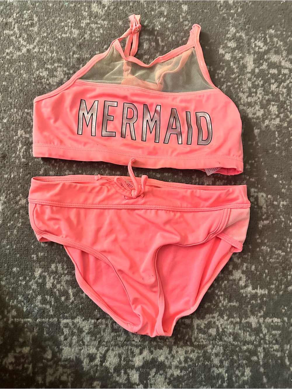 Justice Kids Swim Two-Piece Bikini Set - Neon Pink "MERMAID"